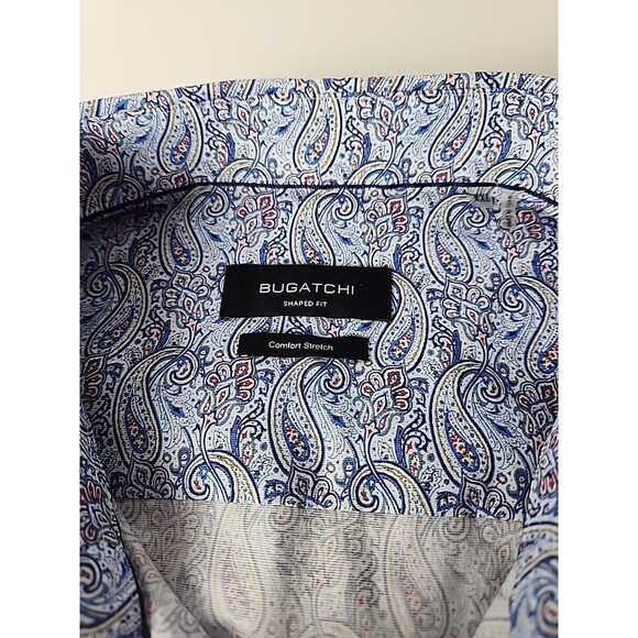 Bugatchi Shaped Fit Long Sleeve Button Down Shirt Comfort Stretch XXL Paisley - Picture 14 of 16